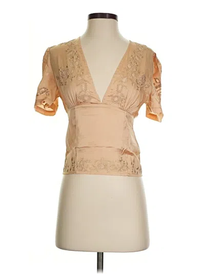 Free People Short Sleeve Blouse In Tan