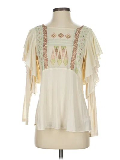 Pre-owned Free People Short Sleeve Blouse In White