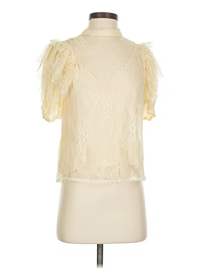 Pre-owned Free People Short Sleeve Blouse In White