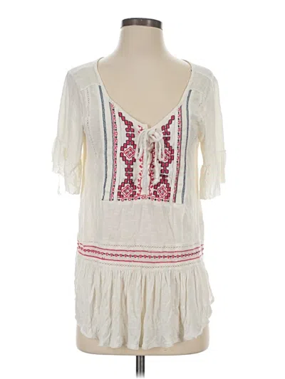 Pre-owned Free People Short Sleeve Blouse In White