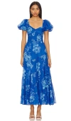 Free People Sundrenched Floral Tiered Maxi Sundress In Sapphire Combo