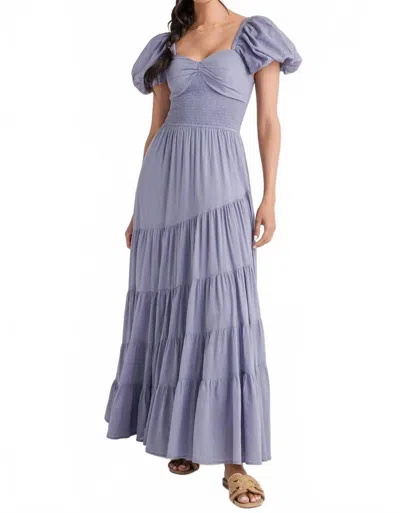 Free People Short Sleeve Sundrenched Maxi Dress In Blue Granite