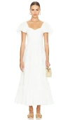 Free People Short Sleeve Sundrenched Maxi Dress In Whisper White