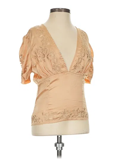 Free People Short Sleeve Top Tan Sweetheart Neckline Tops