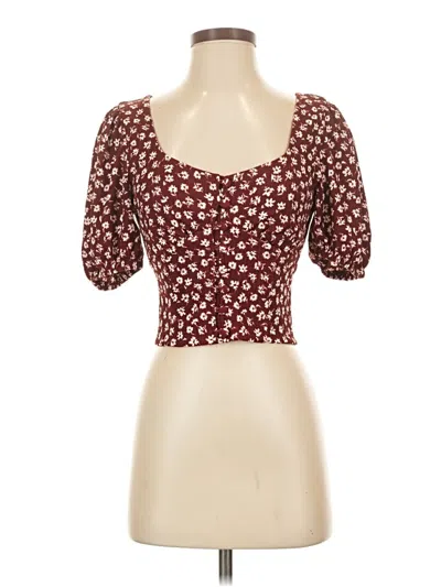 Pre-owned Free People Short Sleeve T-shirt In Burgundy
