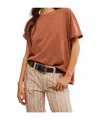 Free People Nina Crewneck Cotton T-shirt In Brown