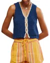 Free People Sicily Sweater Shell In Dark Denim Combo