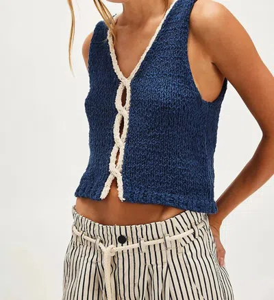 Free People Sicily Sweater Shell In Dark Denim Combo In Blue
