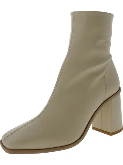 Free People Sienna Womens Leather Square Toe Ankle Boots In Beige