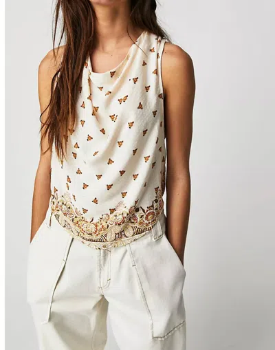 FREE PEOPLE SILAS PRINTED COWLNECK TOP IN IVORY COMBO