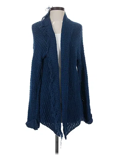 Pre-owned Free People Silk Cardigan Sweater In Blue