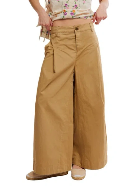 Free People Silverlake Wide Leg Chino Pants In Brown