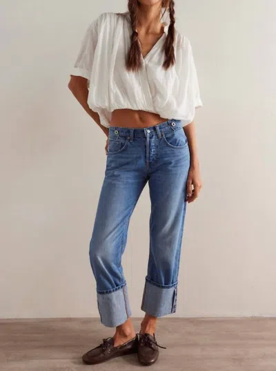 Free People Slade Slim Selvedge Jeans In True Blue