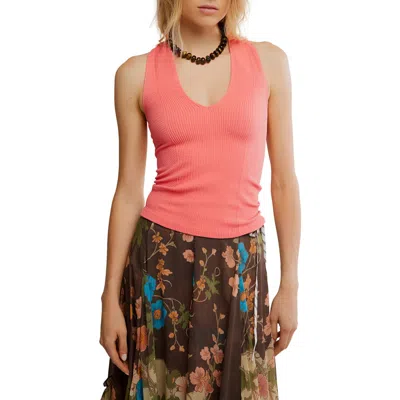 Free People Sleek Plunge Tank Top In Orange
