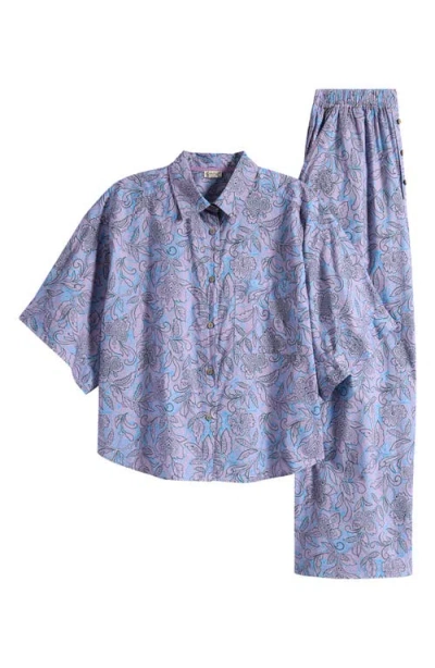 Free People Sleeper Check Pajamas In Purple
