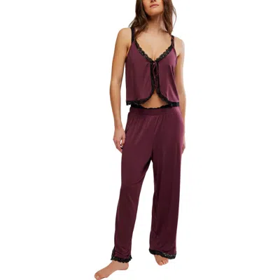 Free People Sleepless Summer Pajamas In Burgundy