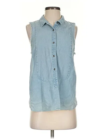 Pre-owned Free People Sleeveless Button Down Shirt In Blue