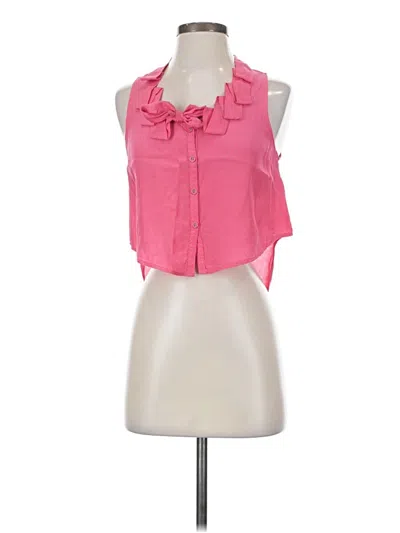 Pre-owned Free People Sleeveless Button Down Shirt In Pink