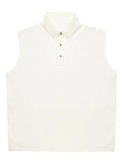 Free People Sleeveless Polo Top In White