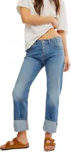 Free People Slim Shade Selvedge Mid-rise Straight Jean In True Blue In Blue