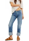 Free People Slim Shade Selvedge Mid-rise Straight Jean In True Blue In Blue