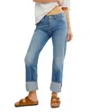 Free People Slim Shade Selvedge Straight Jeans In True Blue In True Blue
