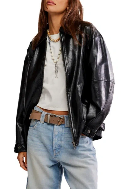 Free People Sloan Faux Leather Jacket In Black