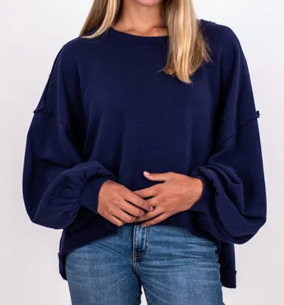 Free People Slouchy Trish Sweatshirt In Eclipse In Blue