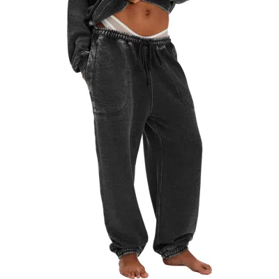 Free People Slow It Down Cotton Blend Joggers In Black