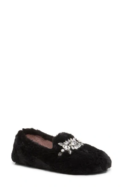 Free People Slumber Party Faux Fur Loafer Slipper In Black