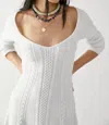 FREE PEOPLE SMALL WORLD SWEATER MINI DRESS IN WHITE