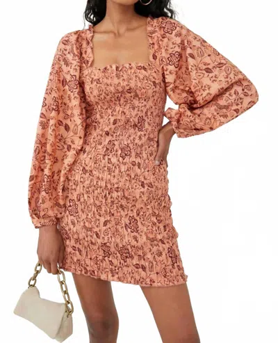 Free People Smock It To Me Mini Dress In Apricot Combo In Brown