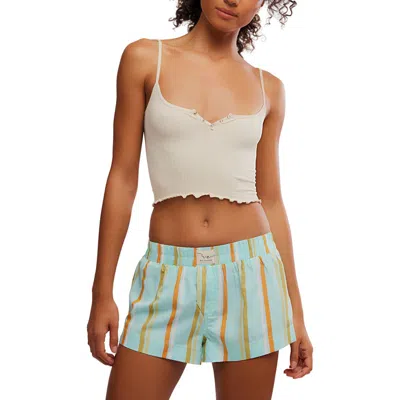 Free People Snap Into It Crop Pajama Henley Tank In Neutral