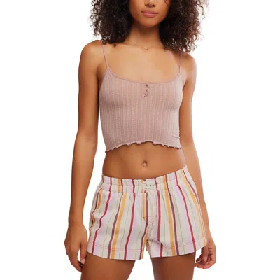 Free People Snap Into It Crop Pajama Henley Tank In Neutral