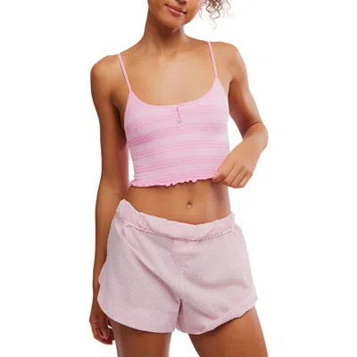 Free People Snap Into It Crop Pajama Henley Tank In Pink