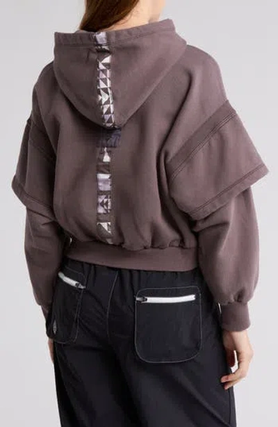 Free People Snow Flow Crop Hoodie In Driftwood Combo