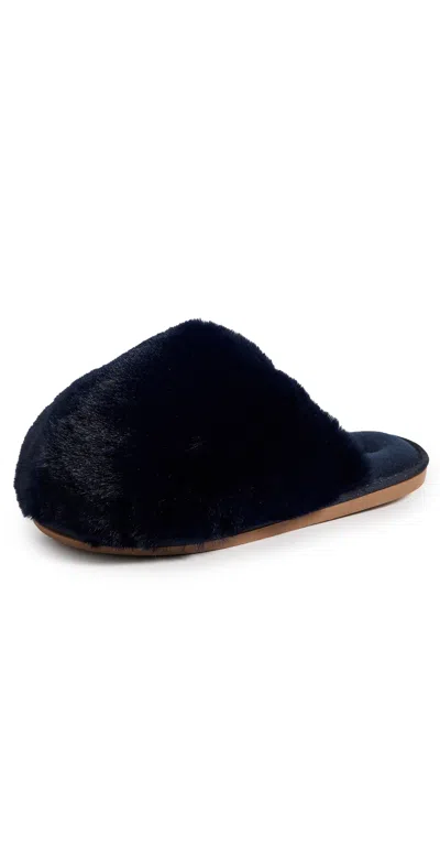 FREE PEOPLE SNOWBALL SLIPPERS NAVY
