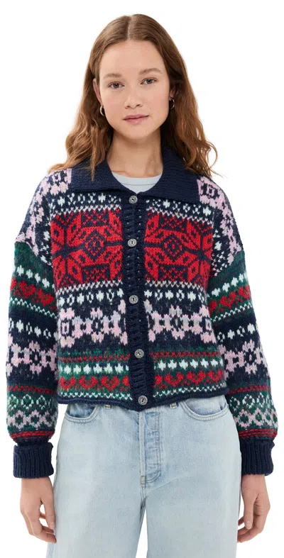 Free People Snowdrift Cardigan In Navy