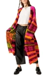 Free People Snowflake Tie Waist Long Cardigan In Yuletide Cabin Combo