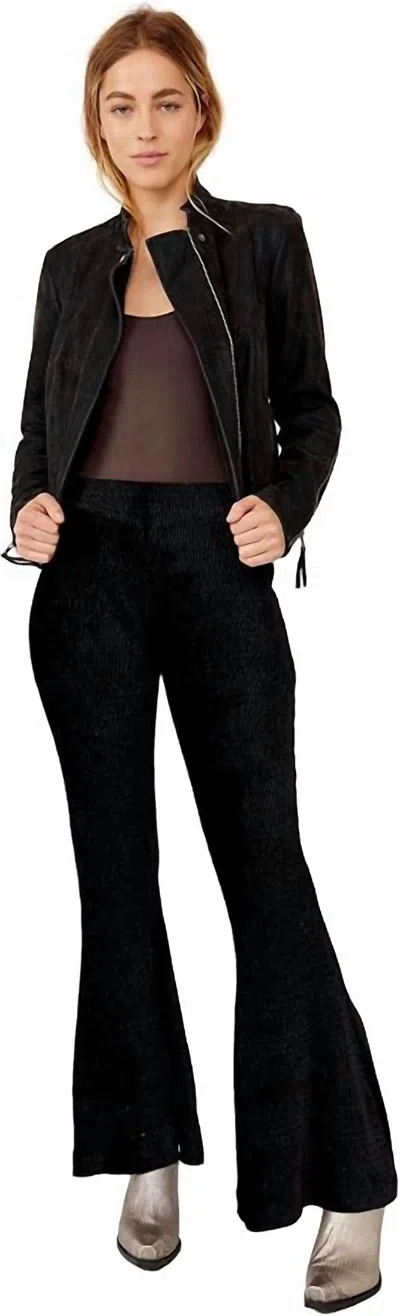 Free People So Charming Velvet Flare Pants In Black In Blue