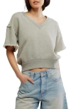 Free People So Easy Short Sleeve Sweatshirt In Gray