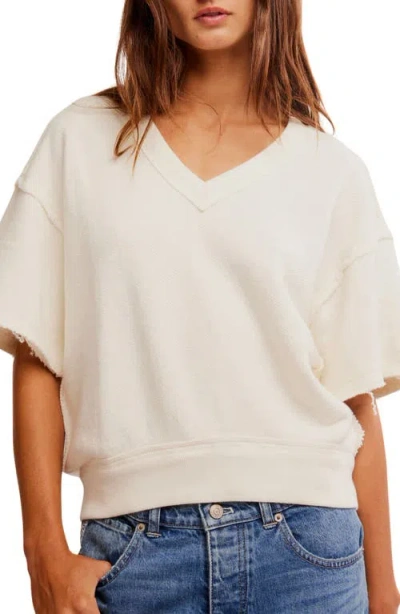 Free People So Easy Short Sleeve Sweatshirt In Clean Ivory