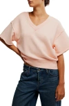 Free People So Easy Short Sleeve Sweatshirt In Tropical Peach
