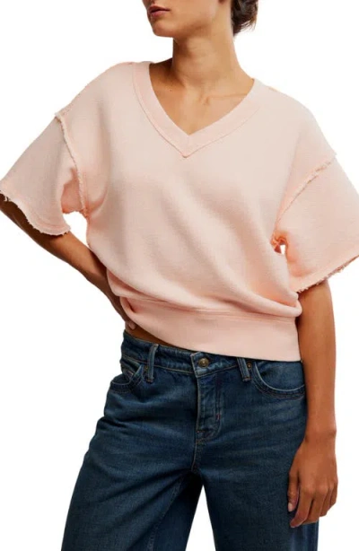 Free People So Easy Short Sleeve Sweatshirt In Tropical Peach