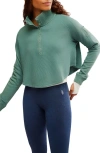 Free People So Fly Cotton Henley Top In Midnight Jade