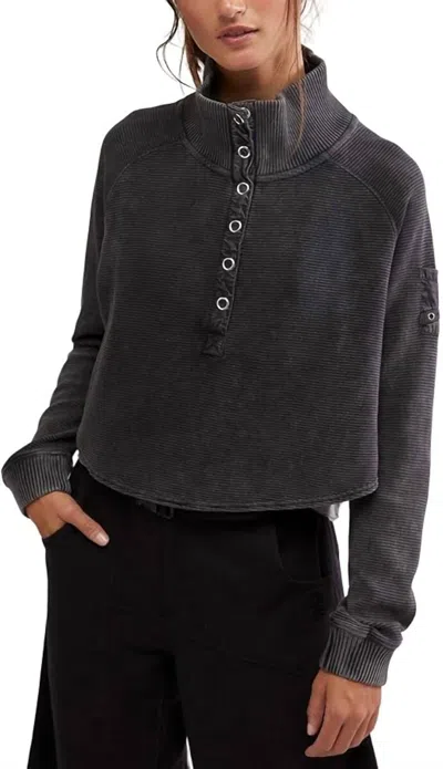 Free People So Fly Henley Layer Jacket In Black In Gray