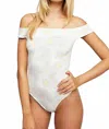 Free People So Much Lilac Stretch Flowers Off Shoulder Bodysuit In White In White