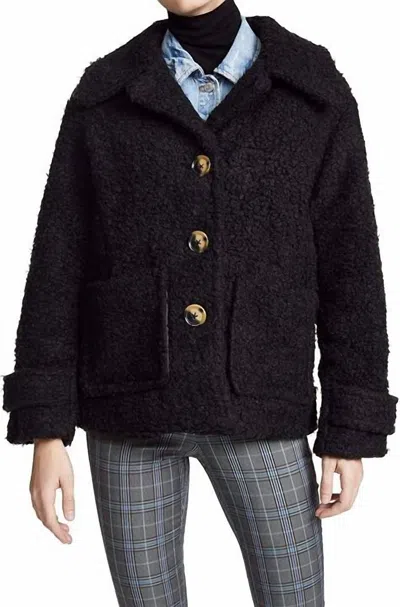 Free People So Soft Cozy Peacoat In Black