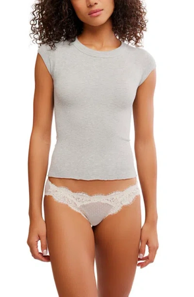 Free People So Soft Seamless Baby Tee In Med Heather Grey B10
