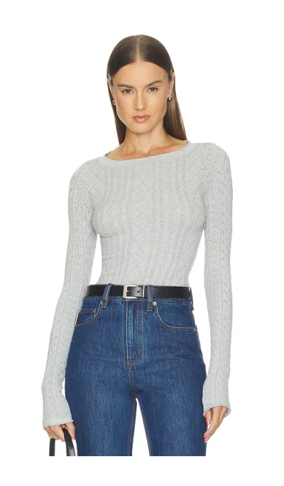 Free People So Soft Seamless Modal Cable Long Sleeve Top In Gray